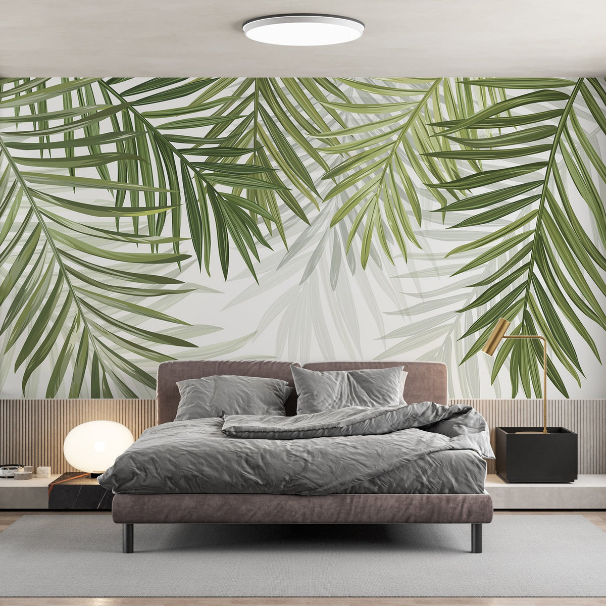 Papier peint feuillage vert feuilles de palmier