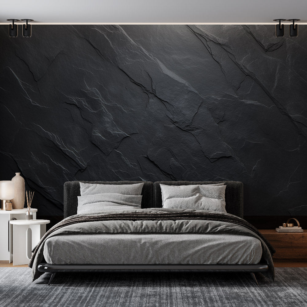 Papier peint imitation ardoise gris foncé