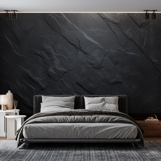 Papier peint imitation ardoise gris foncé