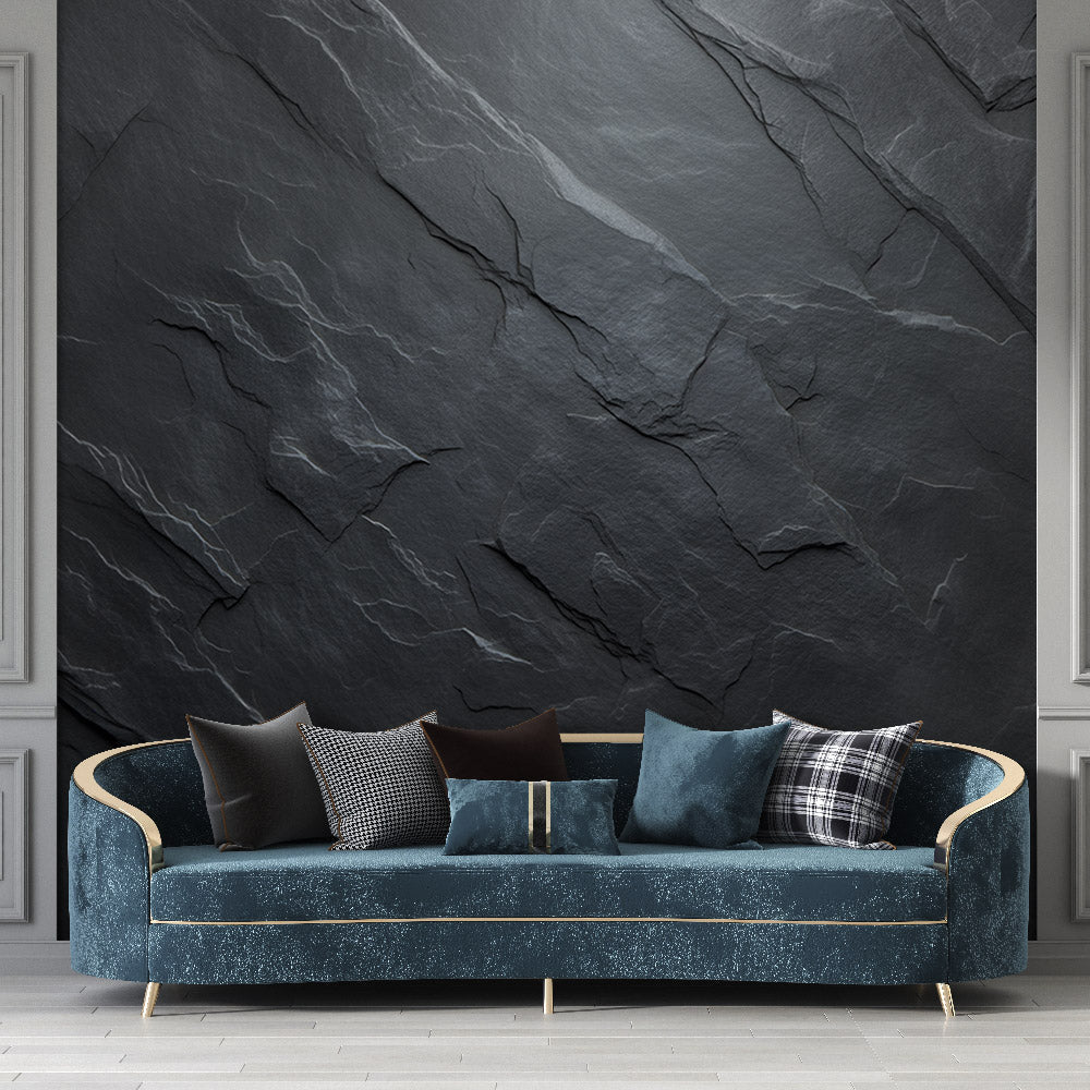 Papier peint imitation ardoise gris foncé