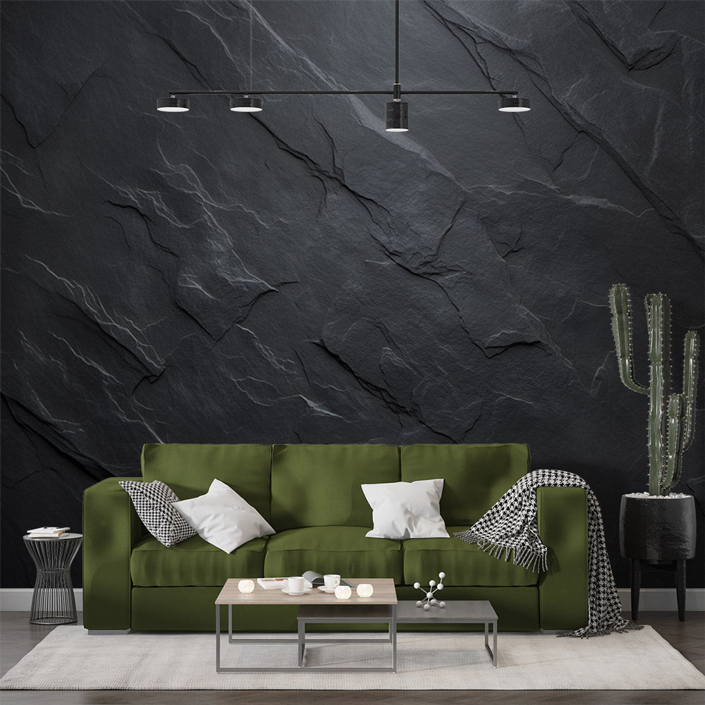 Papier peint imitation ardoise gris foncé