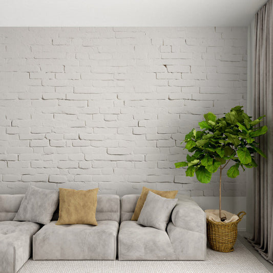 Papier peint brique blanche effet relief