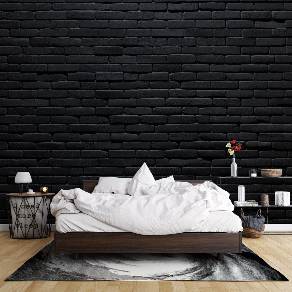 Papier peint briques noires fines
