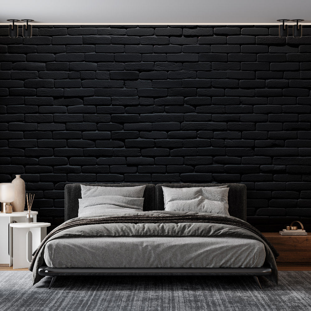 Papier peint briques noires fines