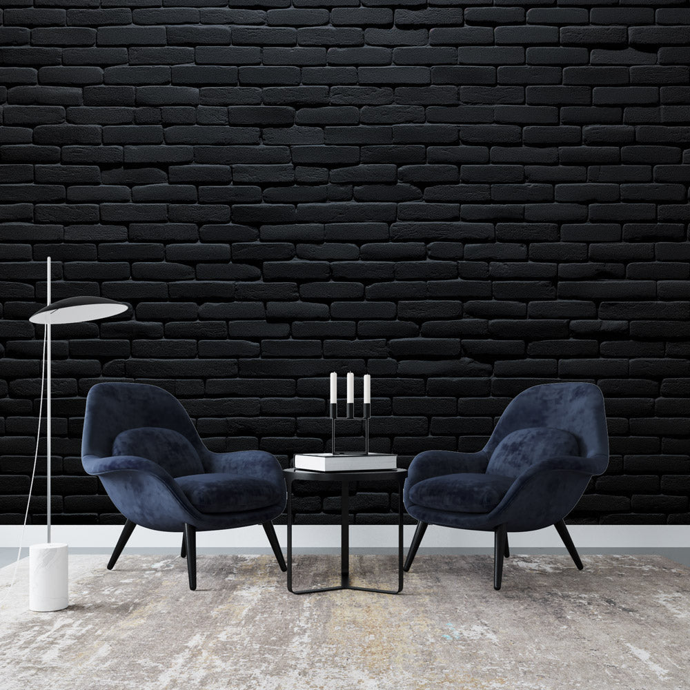 Papier peint briques noires fines