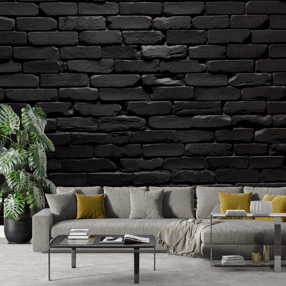Papier peint imitation pierre noire effet d'ombre