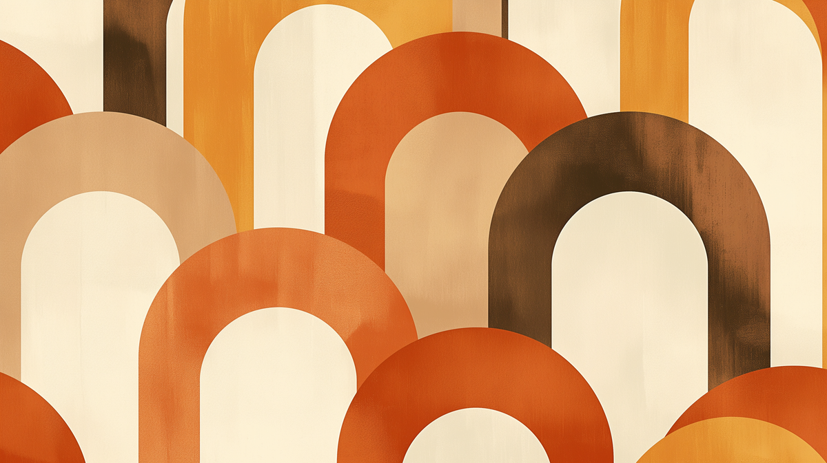 Papier peint trompe-l'œil arches tons chauds