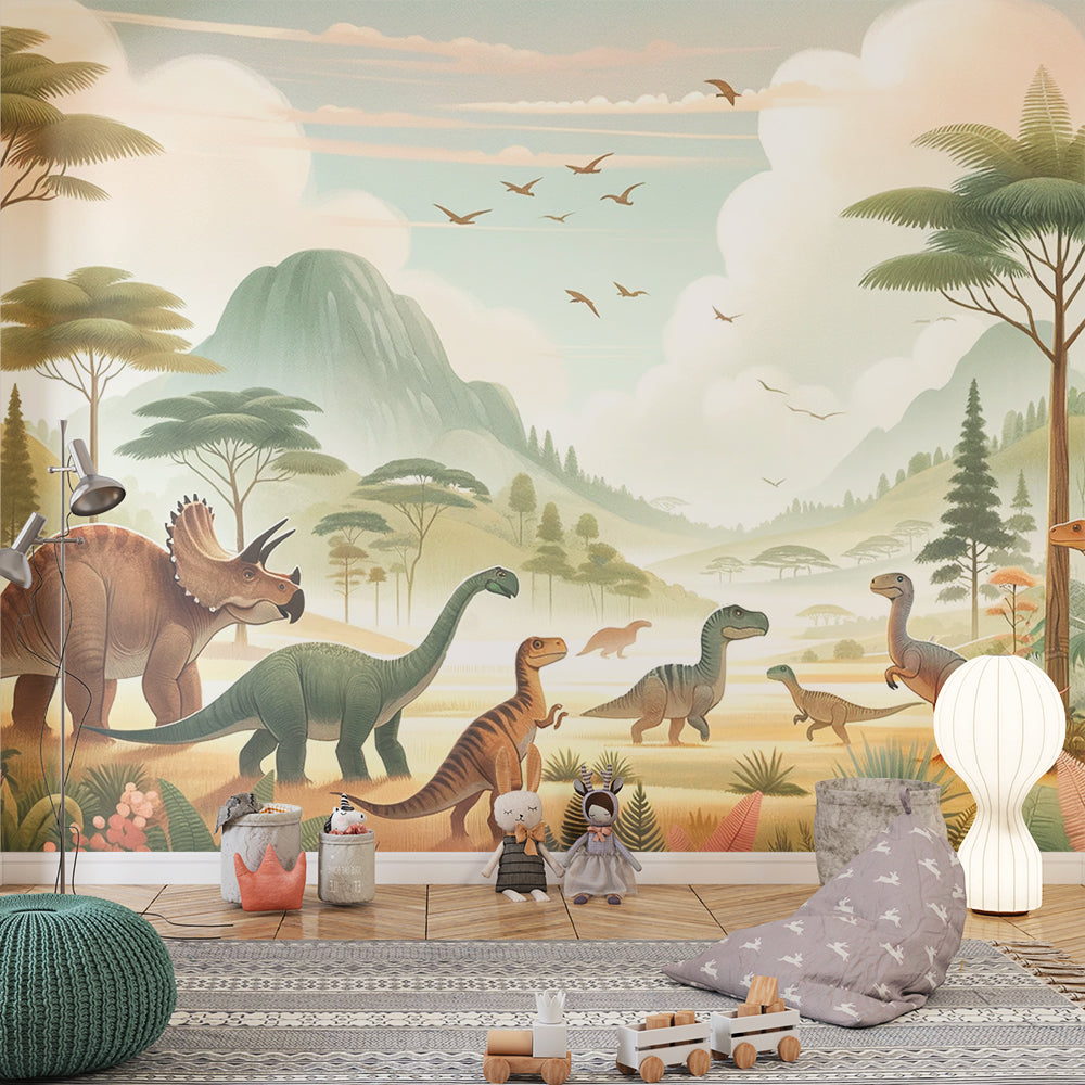 Papier peint dinosaure paysage préhistorique