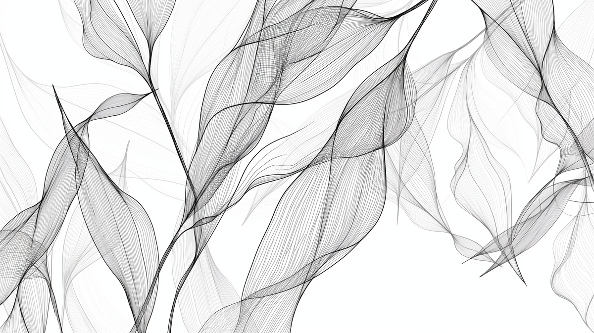 Papier peint feuillage abstrait noir et blanc