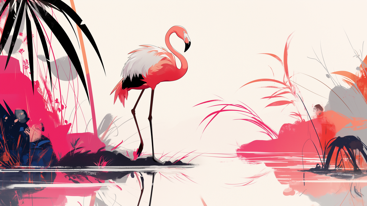 Papier peint flamant rose paradis coloré