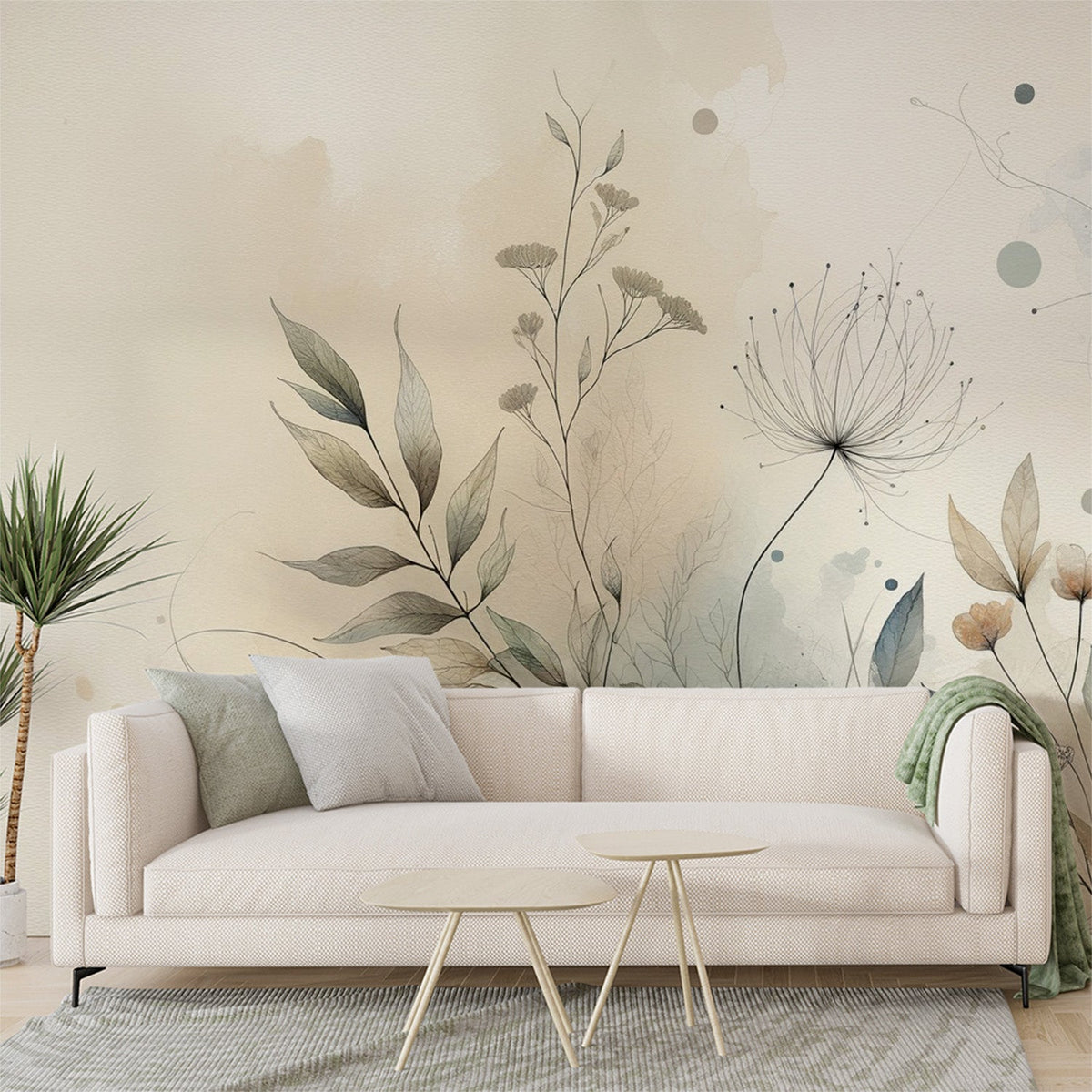 Papier peint fleuri aquarelle fleurs sauvages