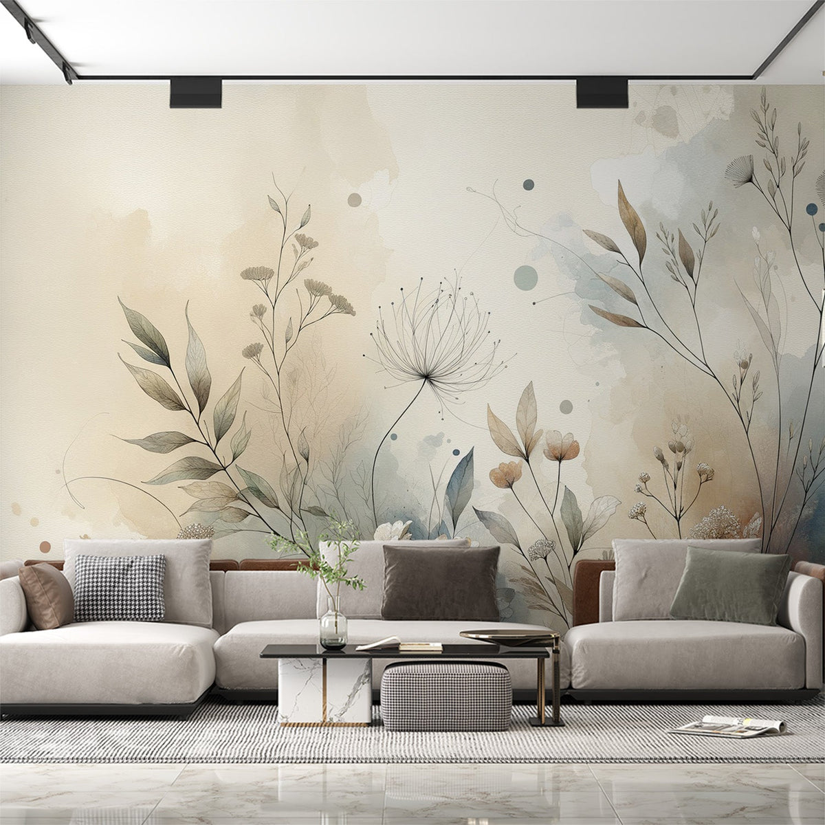 Papier peint fleuri aquarelle fleurs sauvages