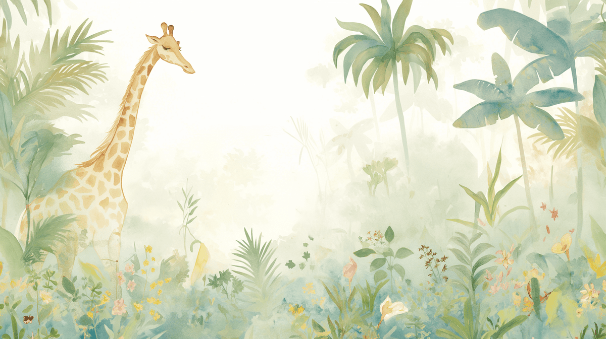 Papier peint girafe jungle éclairée