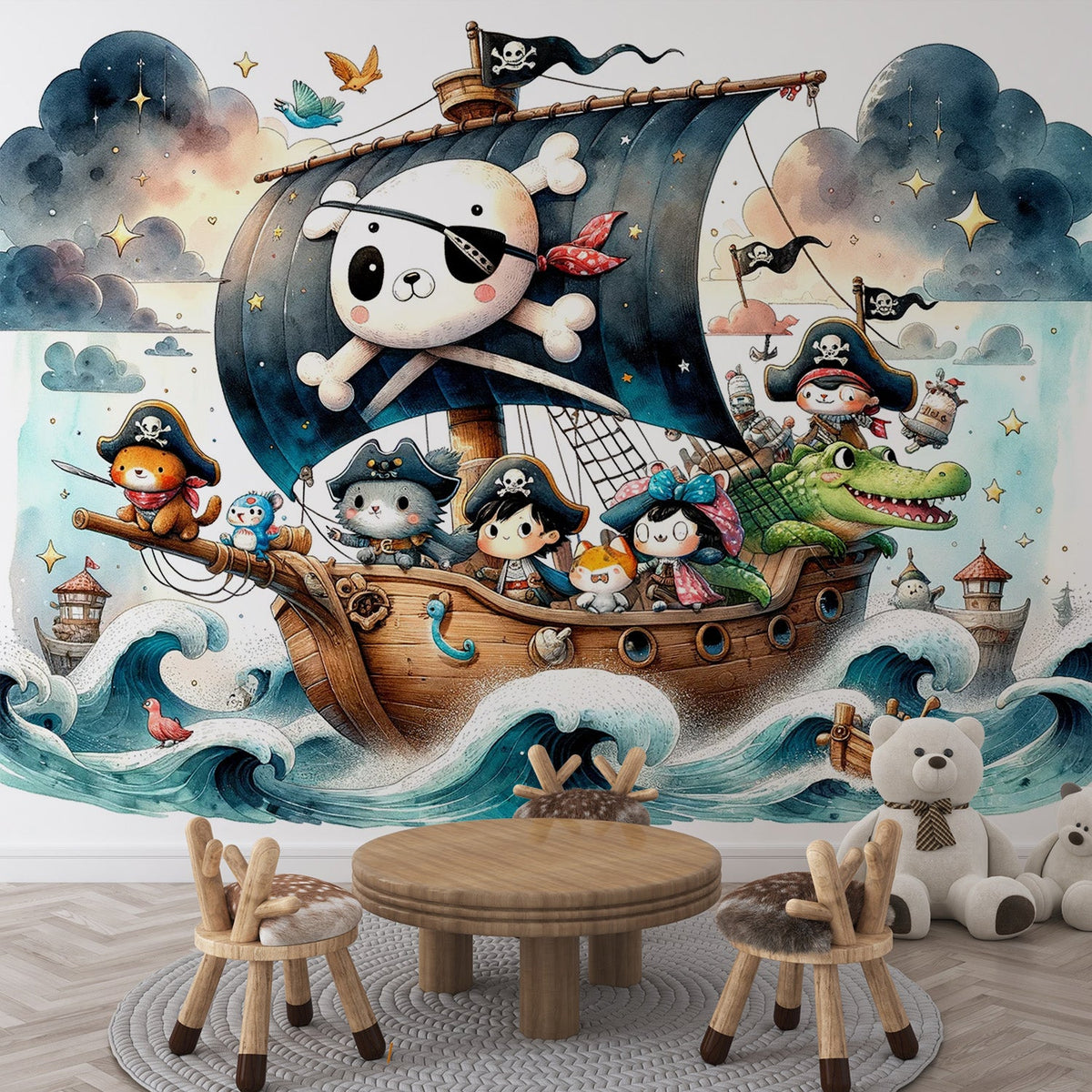 Papier peint pirate moussaillons enfant