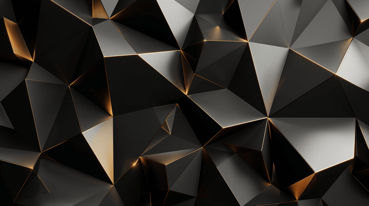 Papier peint trompe-l'œil 3D triangles noir et doré
