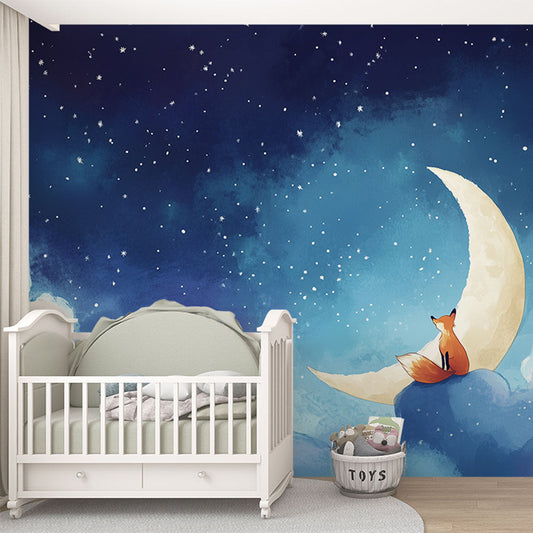 Papier peint chambre enfant renard et lune