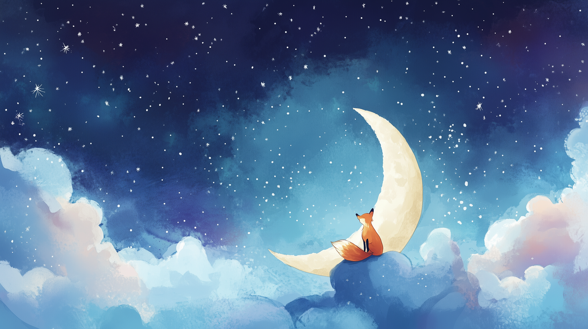 Papier peint chambre enfant renard et lune