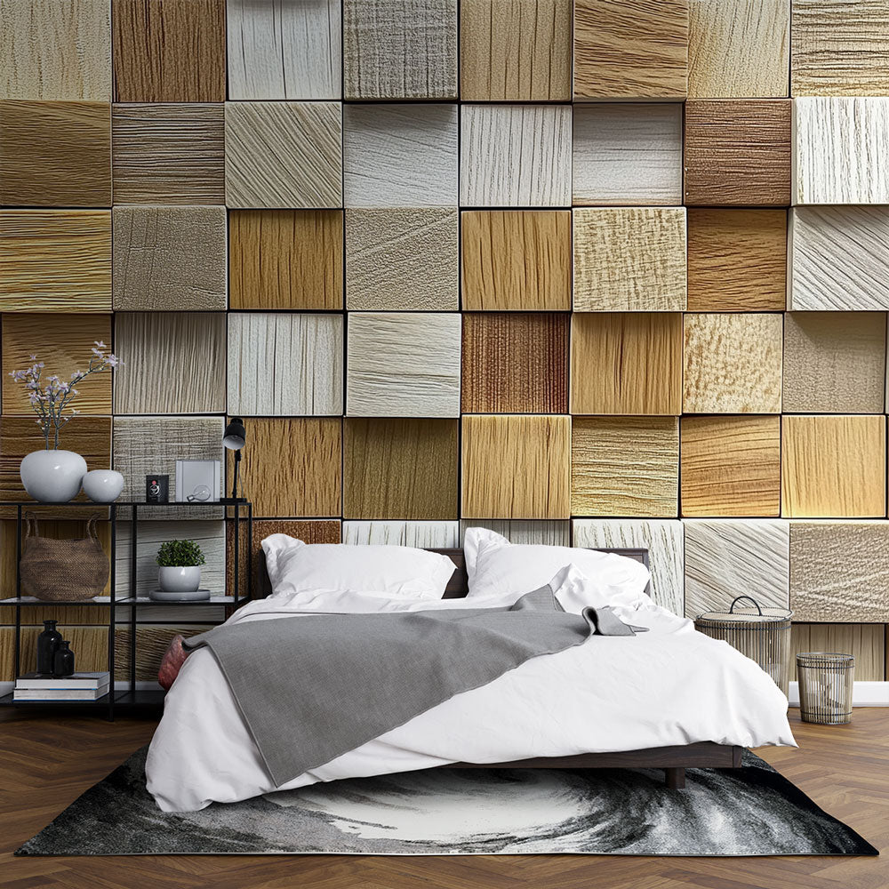 Papier peint 3D cubes de bois