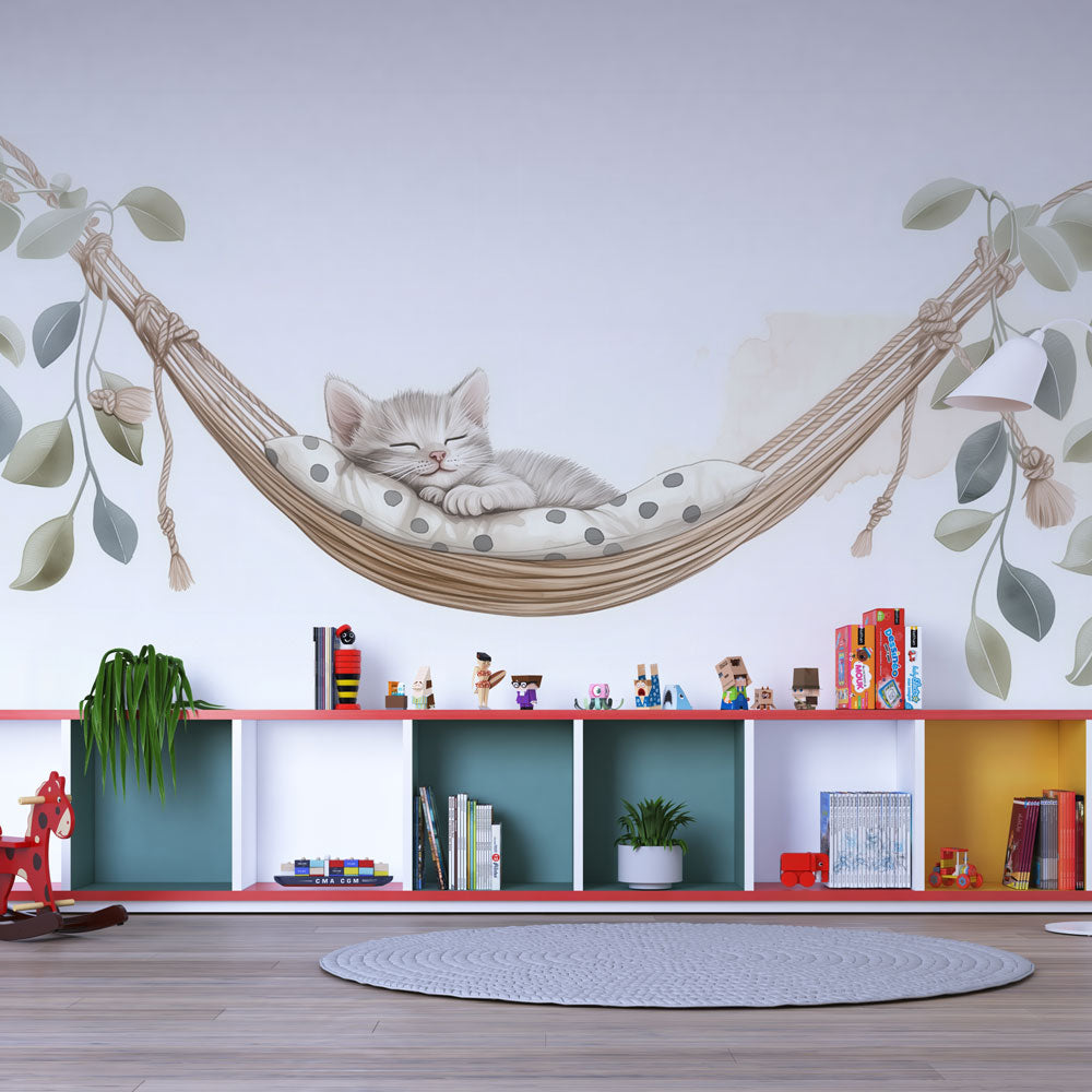 Papier peint chaton élégant chambre enfant