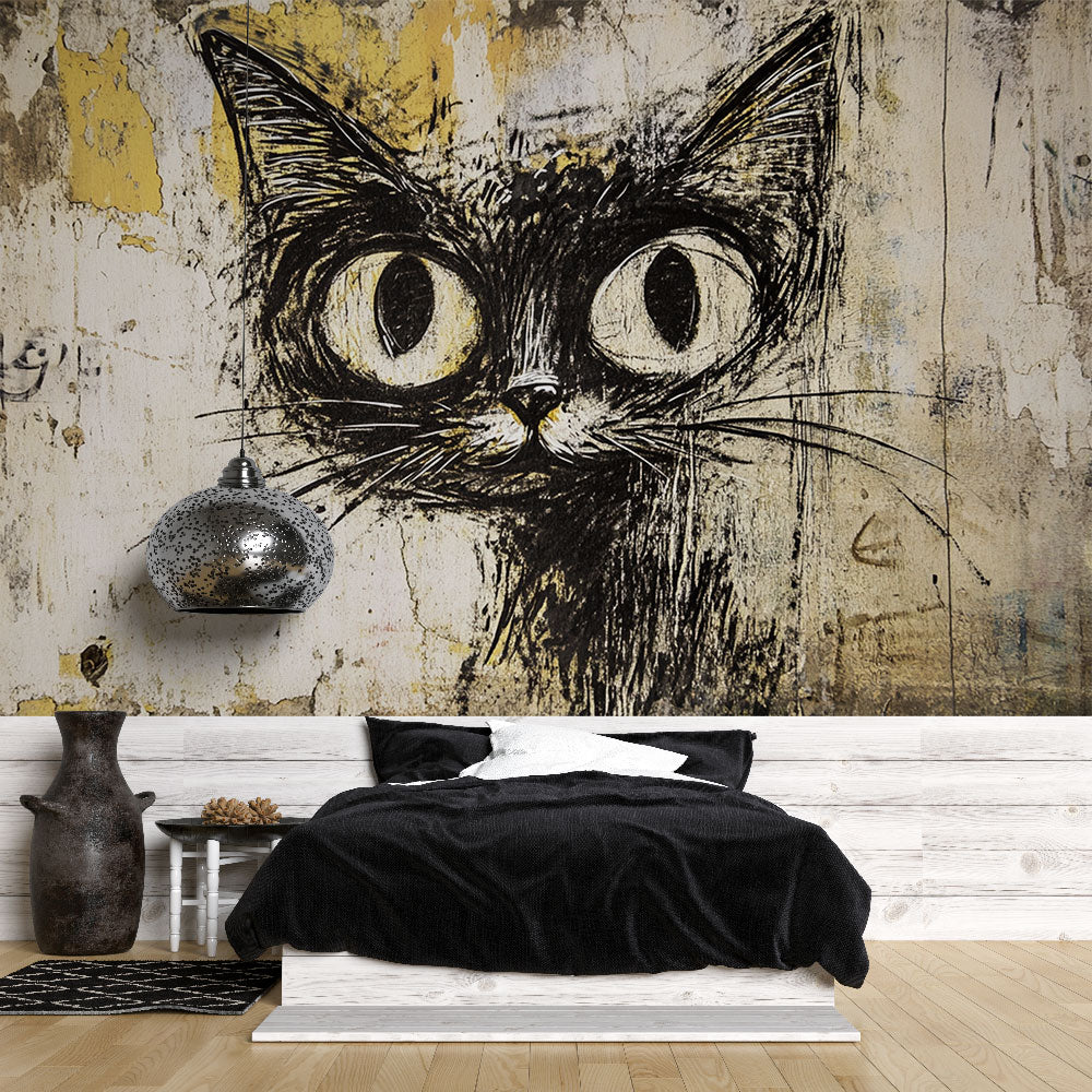 Papier peint chat street art urbain