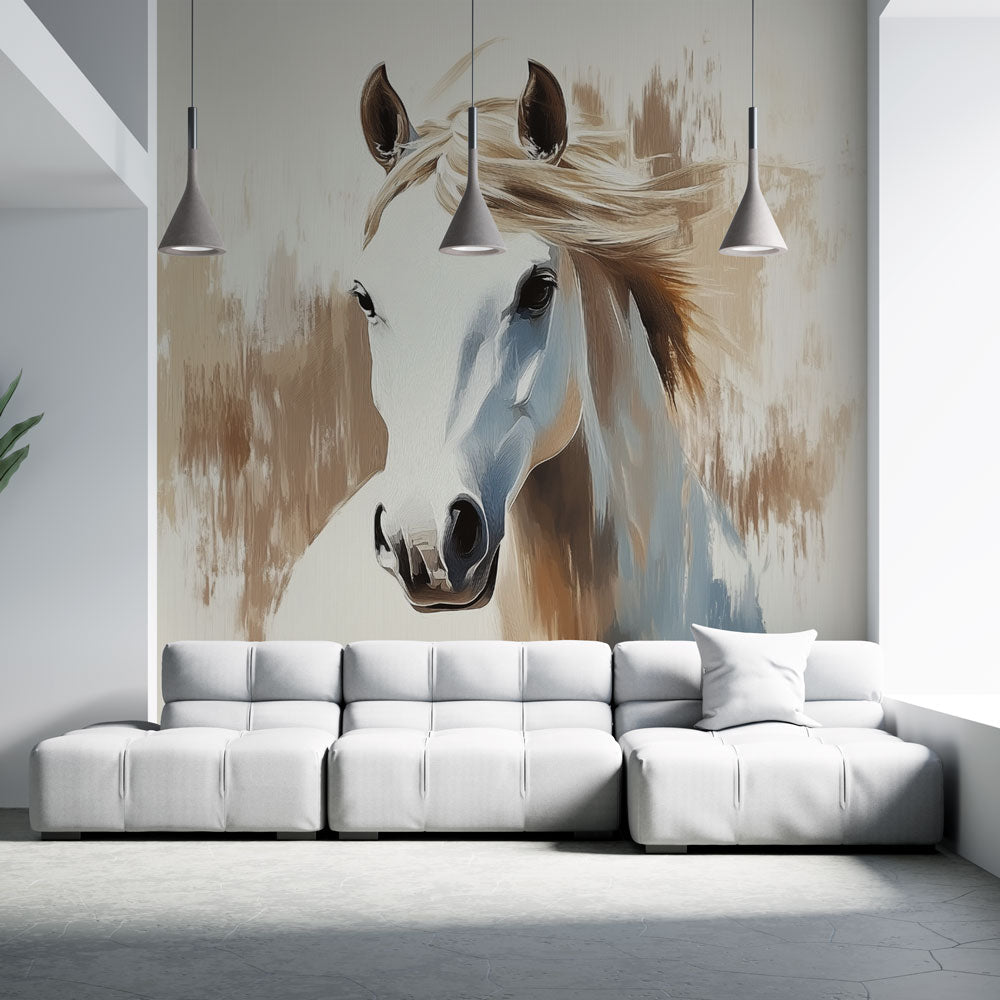 Papier peint cheval aquarelle élégant