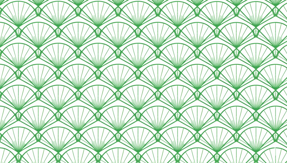 Papier peint art déco éventails vert