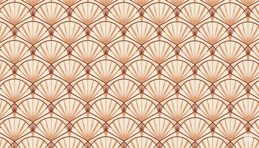 Papier peint art déco éventails marron