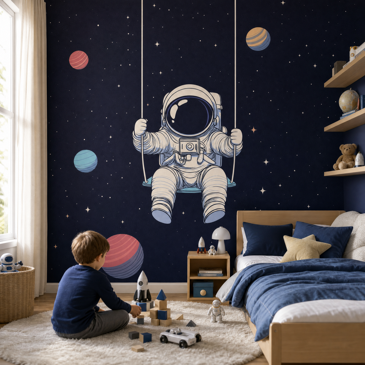 Papier peint espace astronaute étoilé