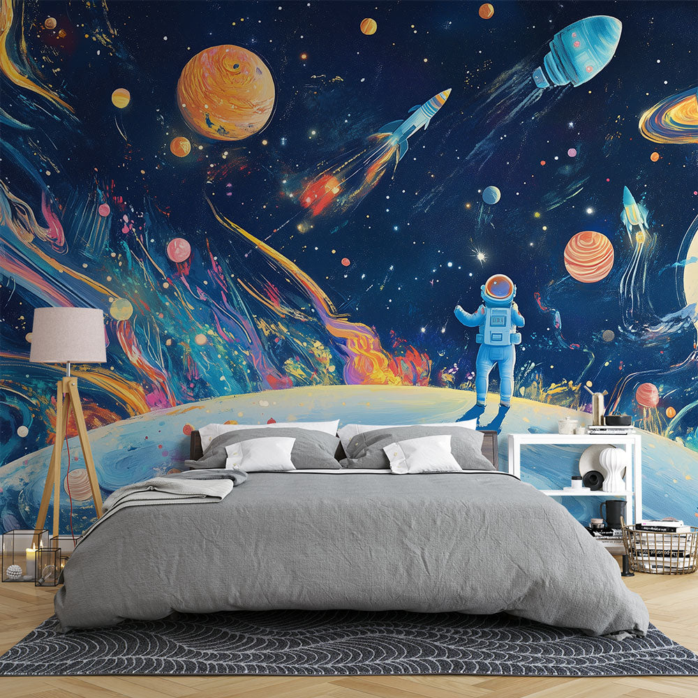 Papier peint espace univers coloré