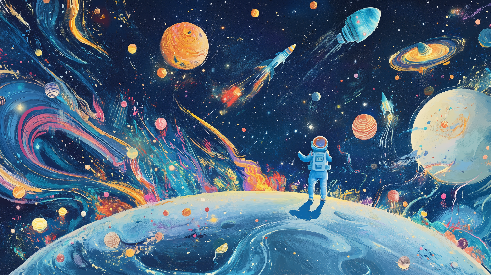 Papier peint espace univers coloré