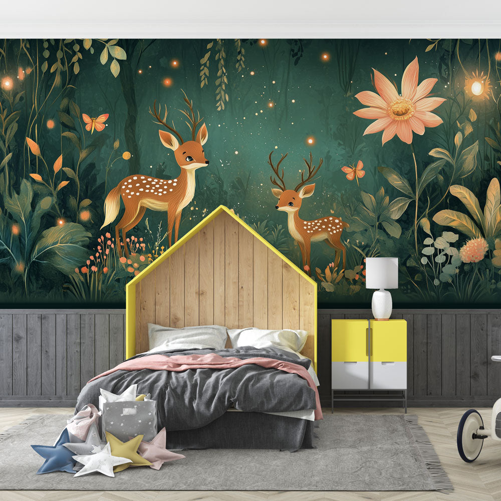 Papier peint forêt enchantée et cerfs