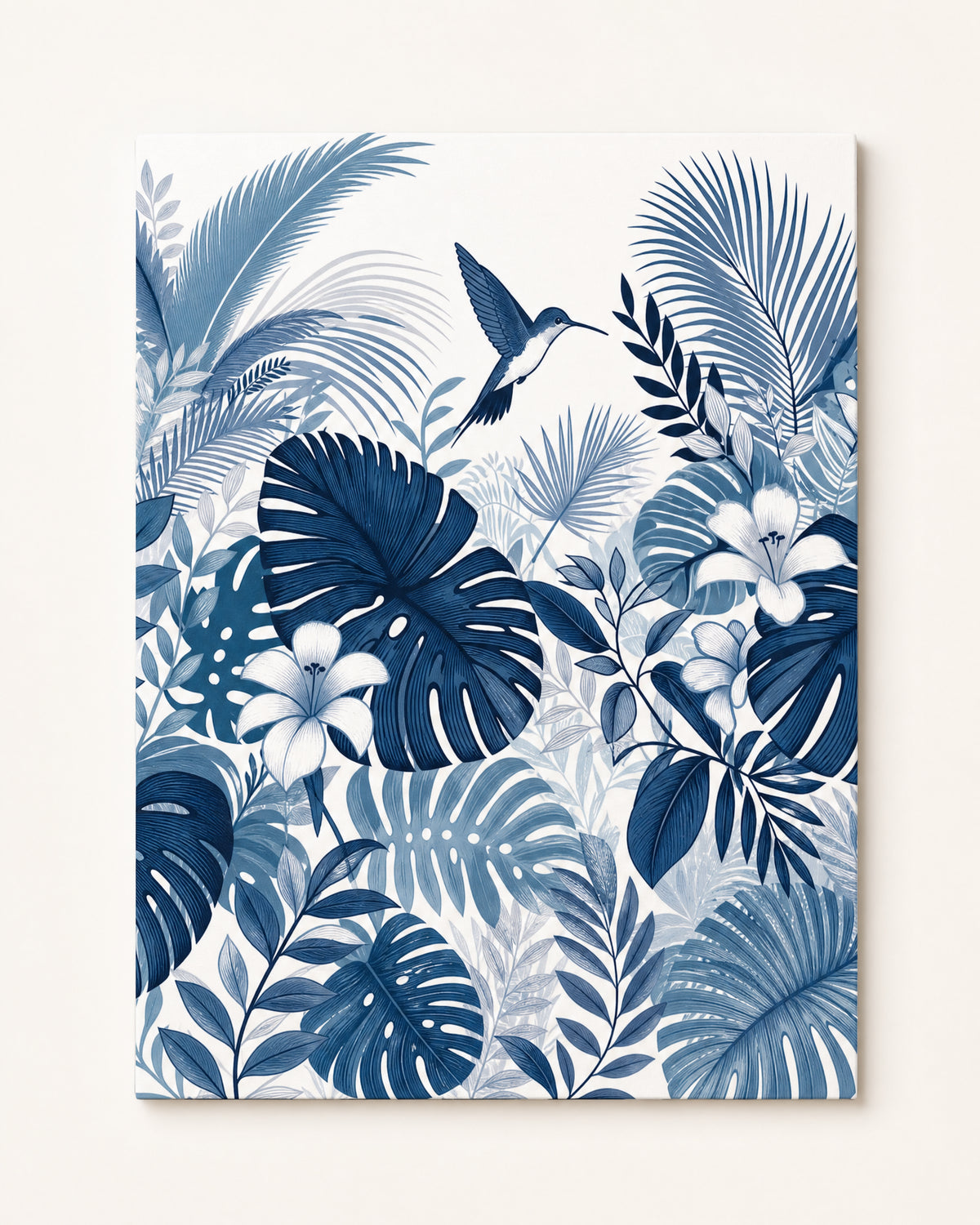 Papier peint jungle bleu canard