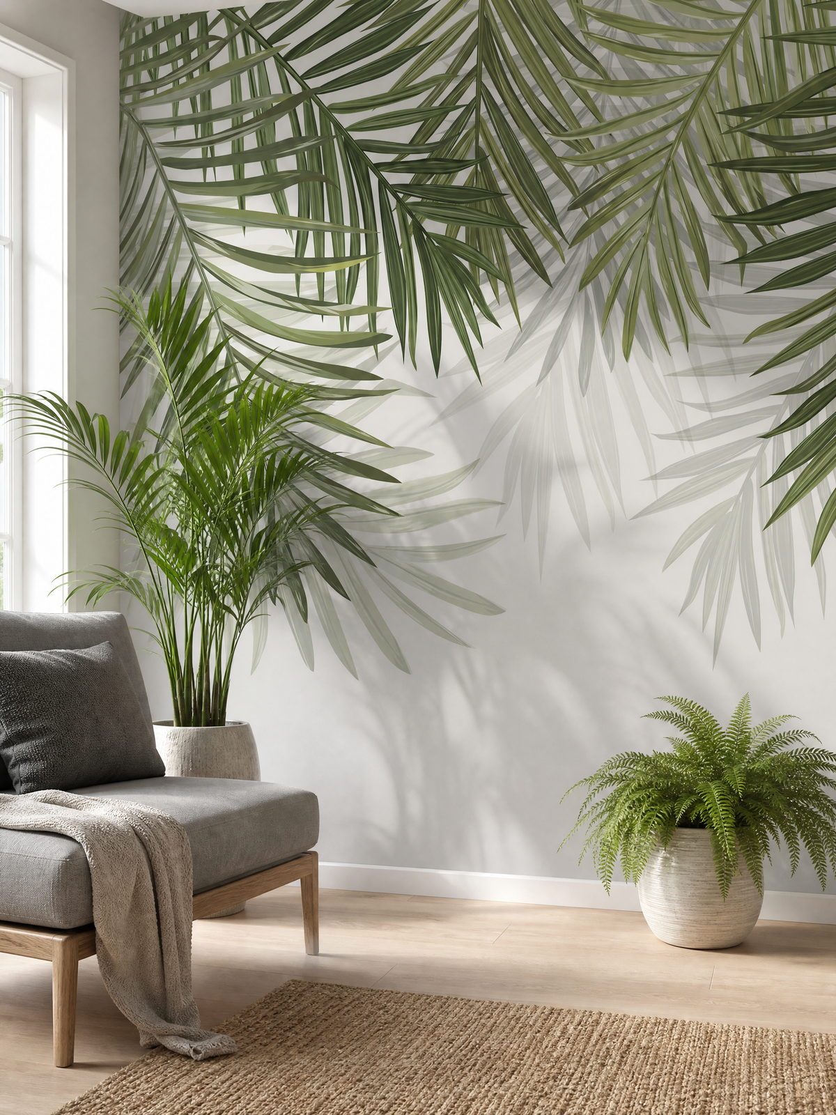 Papier peint feuillage vert feuilles de palmier