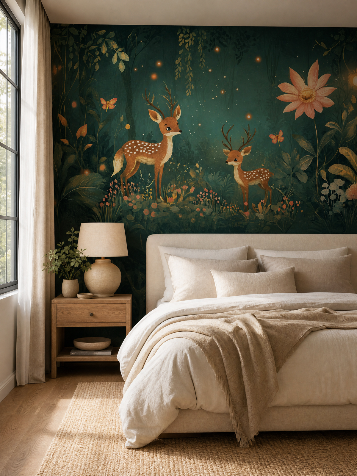 Papier peint forêt enchantée et cerfs