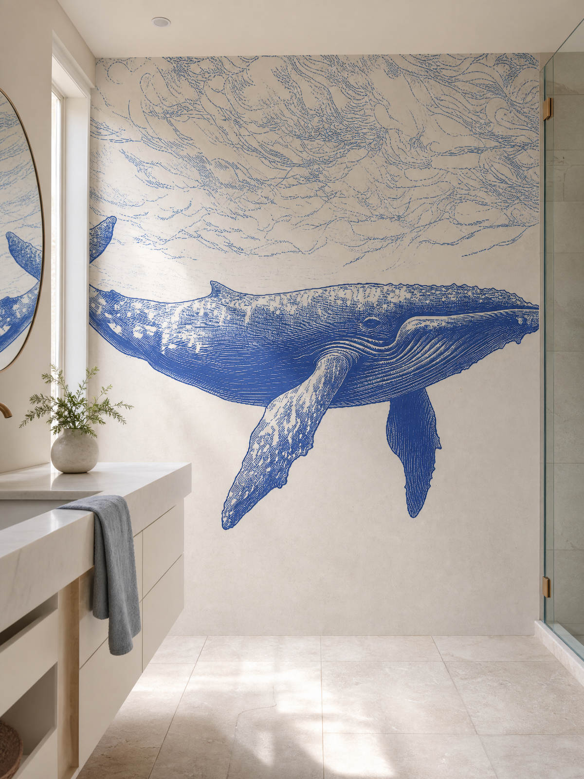 Papier peint baleine bleue illustration