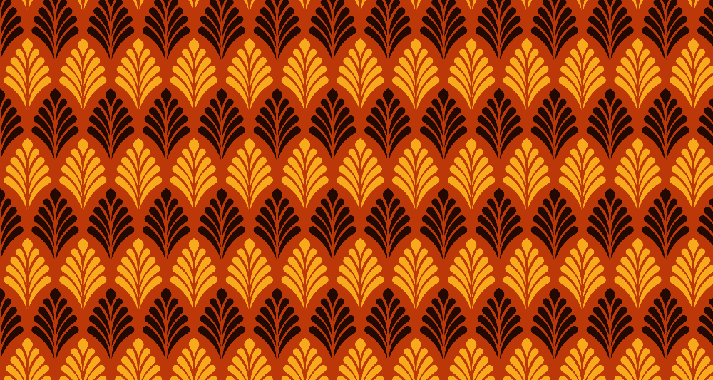 Papier peint rétro art déco orange et noir