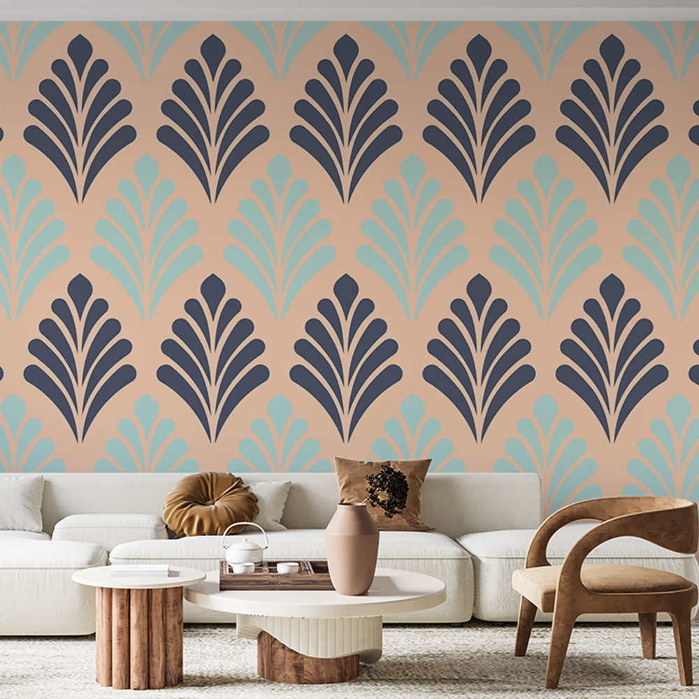 Papier peint art déco géométrique multicolore