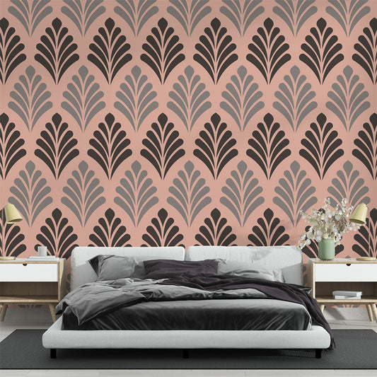 Papier peint art déco géométrique rose et noir
