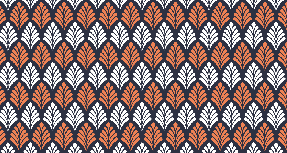 Papier peint art déco géométrique orange et noir