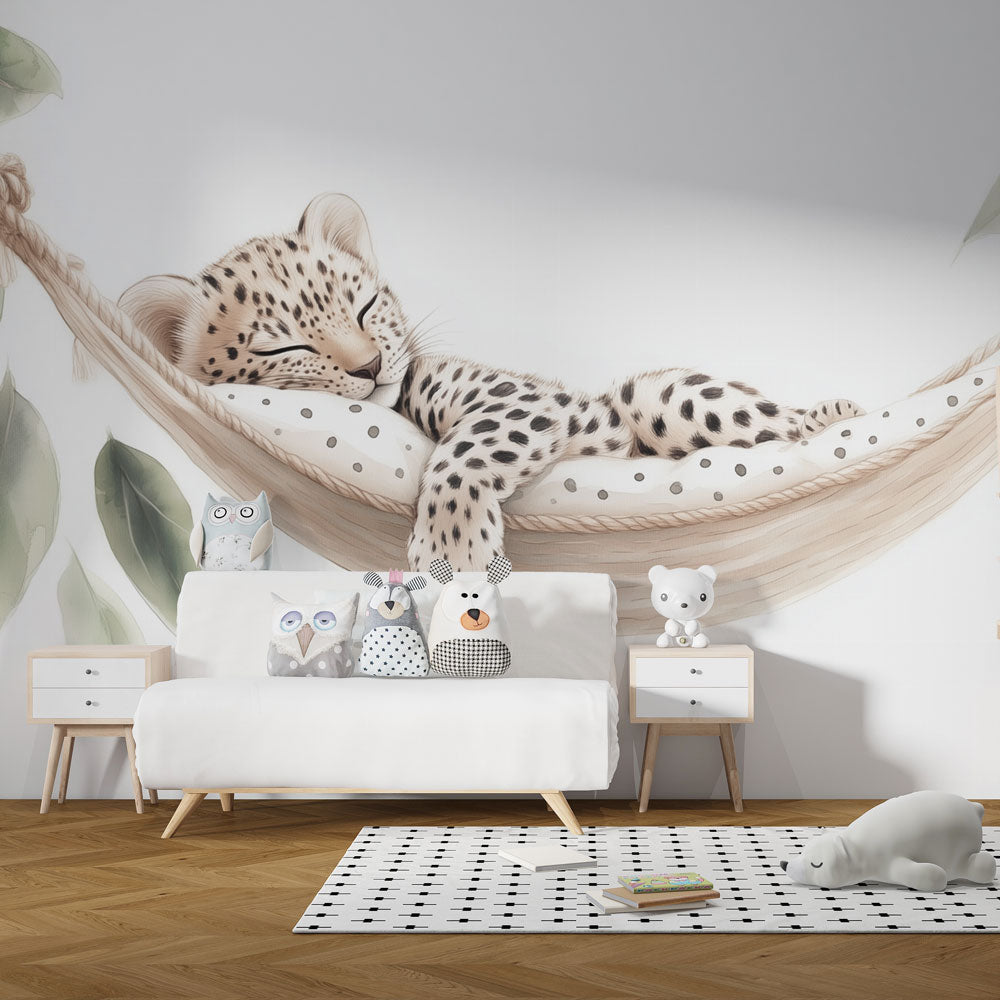 Papier peint léopard chambre enfant