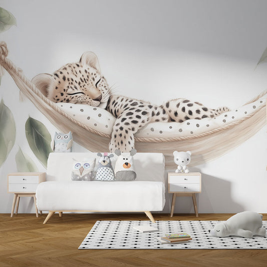 Papier peint léopard chambre enfant