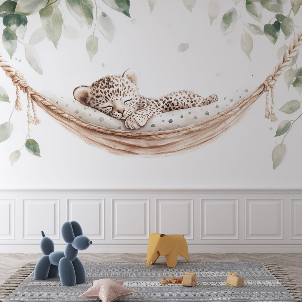 Papier peint bébé léopard douceur et nature
