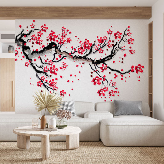 Papier peint cerisier japonais en fleurs
