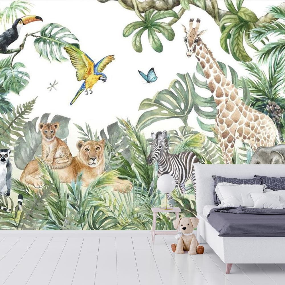Papier peint jungle enfant faune et flore