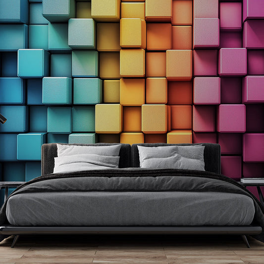 Papier peint 3D cubes multicolores