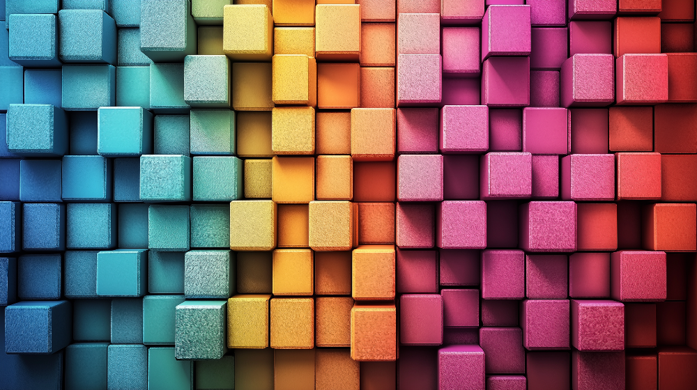 Papier peint 3D cubes multicolores