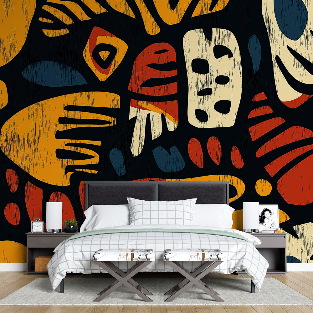 Papier peint géométrique coloré sur fond noir