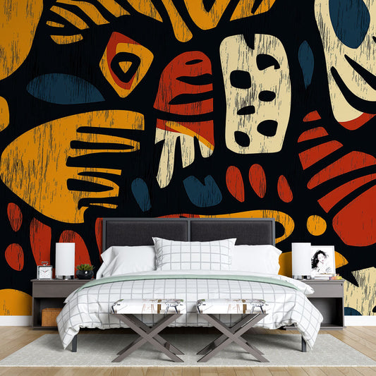 Papier peint géométrique coloré sur fond noir
