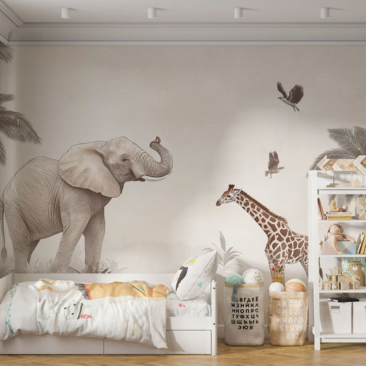 Papier peint animaux sauvages savane enfant