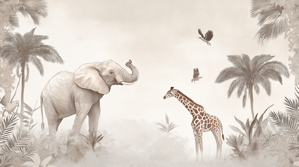 Papier peint animaux sauvages savane enfant